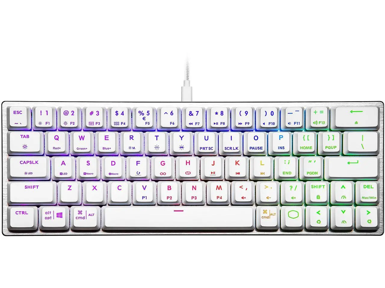 Cooler Master SK620 60% Sliver White Mechanical Keyboard with Low Profile Red Switches, New and Improved Keycaps, and Brushed Aluminum Design