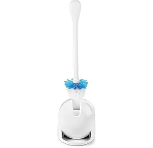OXO Good Grips Compact Toilet Brush & Canister, White, 6" x 4-3/4" x 17-1/4" h