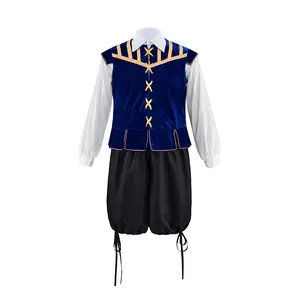 Men's Tudor Costume Elizabethan Period Tudor Nobleman Renaissance Velvet Doublet Jerkin Shirt Breeches Suit Cosplay Costume