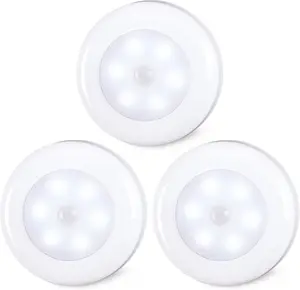 3 Pack 2.8 Motion Sensor Lights Indoor AAA  Operated, Stick on LED Puck Light for Stairs, Under Cabinet, Closet, Cool White