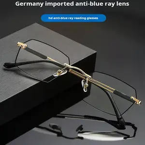 Elegant Rimless Reading Glasses with Black Detail – Anti-Blue Light & Lightweight
