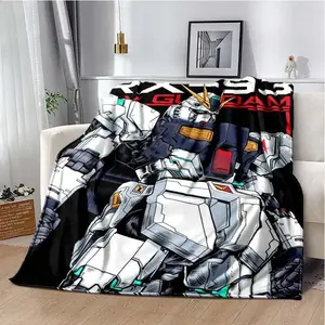 Japanese anime GUNDAM children's room cartoon printed blanket living room sofa cover blanket flannel soft warmth customizable