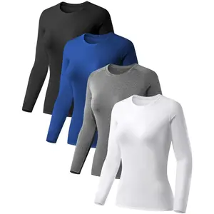 4 Pack Women's Compression   yoga  Shirt Long Sleeve Performance Workout Baselayer Athletic Top Sports Gear Quick-Dry