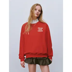 URBAN REVIVO Women's Cotton Long-Sleeve Round Neck Loose Casual Sweatshirt - 2026 Viral Print Pullover with Soft Comfortable Fabric