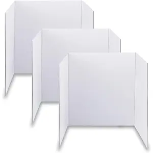 3 count Small White Tri-Fold Display Boards, 21 x 14 Inches Corrugated Trifold Poster Boards for School Projects, Science Fairs, Business Presentations and Exhibitions