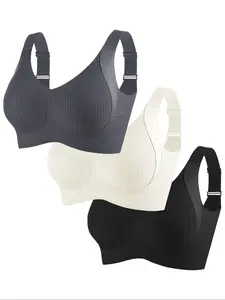 Women's Seamless Sports Bra Set, Wireless Sports Bra, Comfortable Support, Anti-Sagging Full Coverage, Breathable Non-Wired, Nylon Elastane Blend