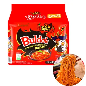 SAMYANG Korean 2x Spicy Buldak Hot Chicken Flavor Stir-Fried Ramen - 5 Packs* 4.93oz Food Noodles Soup Instant Salt Powder
