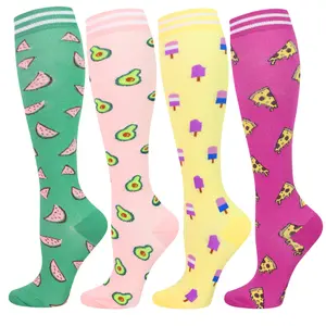 4 Pairs Compression Socks(15-20mmhg) For Men&Women,All-Day Comfort-Reduces Tiredness,Flexible Fit For Running, Gym, Yoga, Hiking, Travel