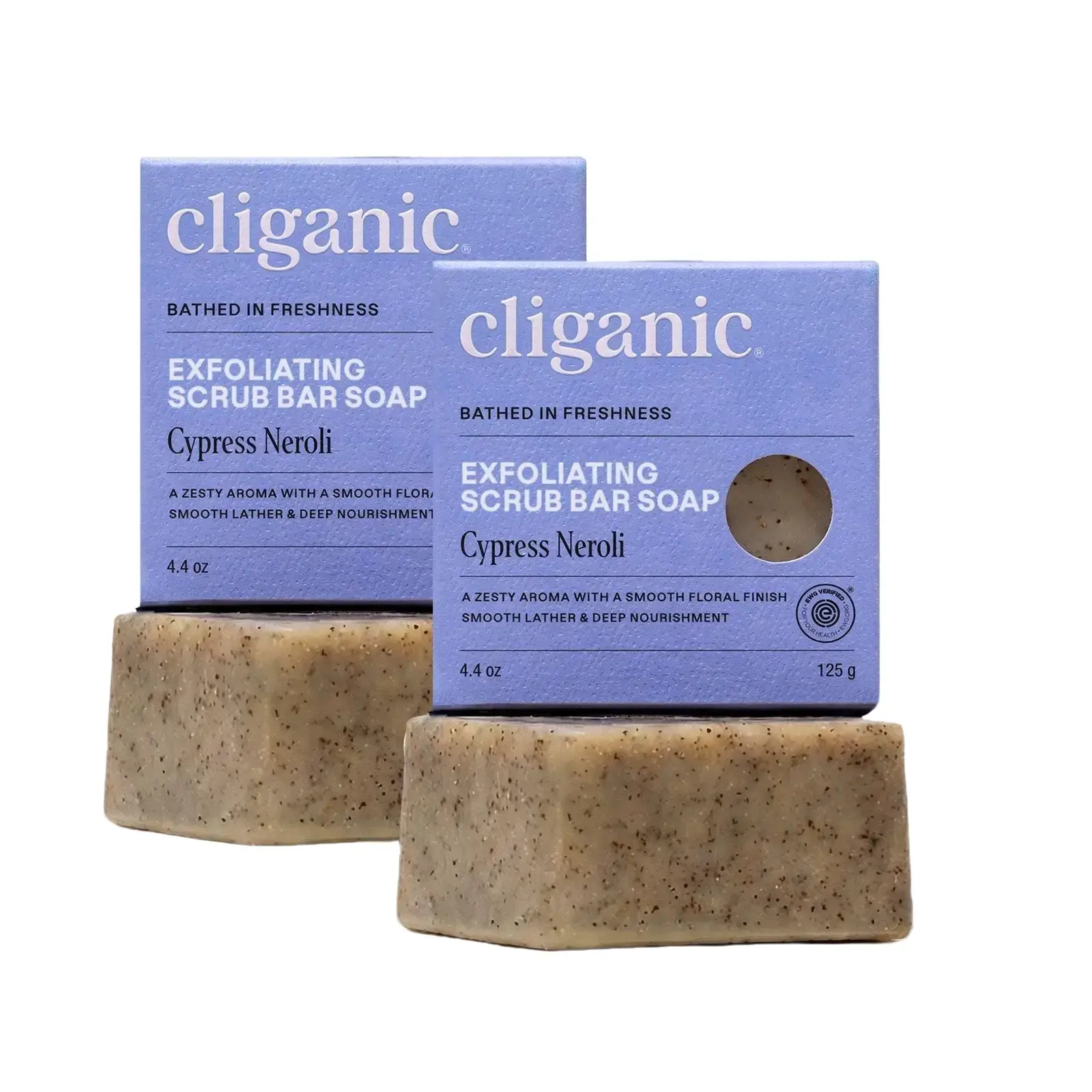 Cliganic Exfoliating Bar Soap 2-Pack – Scrubs, Hydrates & Nourishes for Soft, Smooth Skin – Cypress Neroli