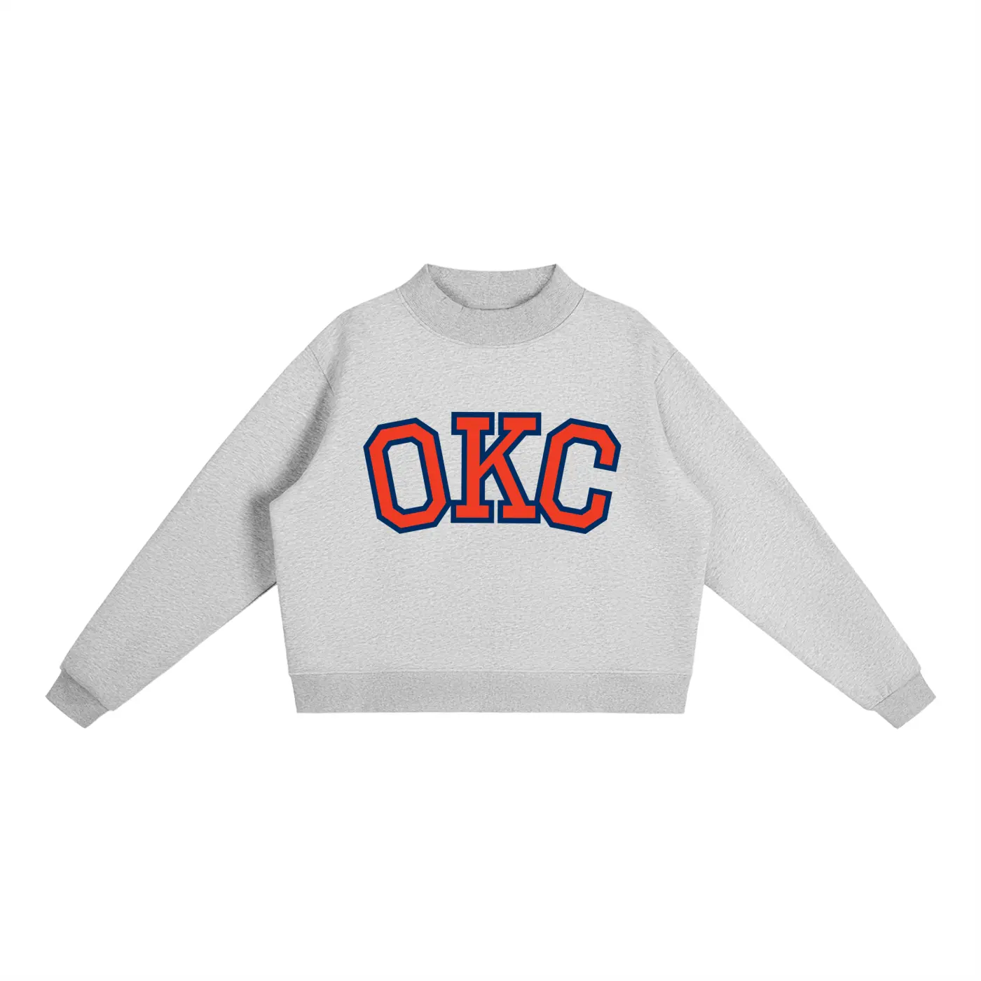 OKC Basketball Fleece Mock-Neck Crew Sweatshirt - Thunder Sunset