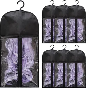6/12 Pcs Wig Storage Bags with Hangers & Tags, Dust-Proof Organizer for Multiple Wigs, Hair Extensions & Accessories, Ideal for Home, Travel & Closet Storage