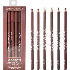 Beauty Creations Wooden Lip Pencil 6 Piece Set - Brown Lip Pencil for Makeup
