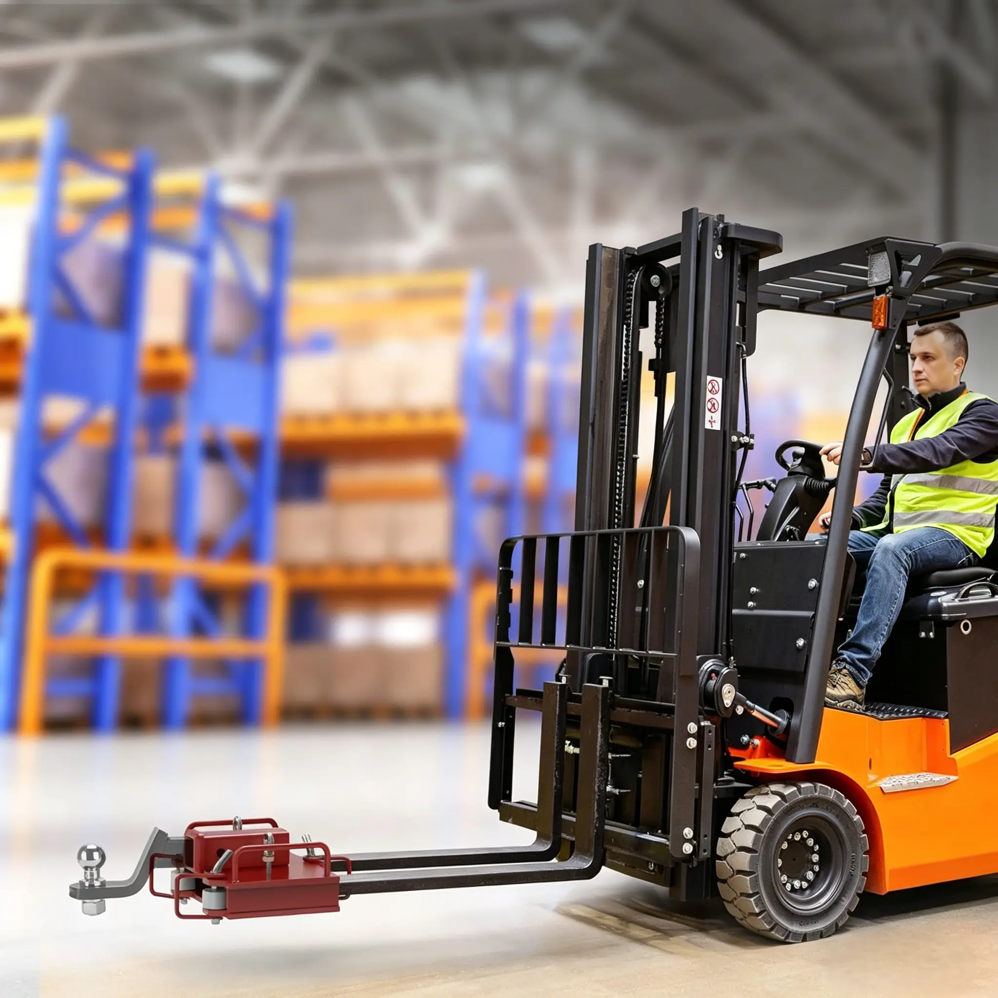 LANDY Dual Fork Hitch Receiver Hitch Adapter, Heavy-Duty Steel Forklift Attachment, 6500lb Capacity, Class III-IV, 14.04x10.92x5.38in, 39.6lb, Easy to Install Slip-On Fit, Fits 5in Wide Forks, Tow Implement