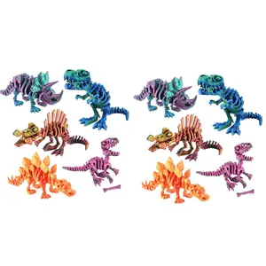 PowerTRC 10PCS 3D Printed Dinosaur Skeletons, T-Rex Triceratops Stegosaurus Velociraptor Spinosaurus Fidget Toys, 3D Printed Dragon Animals Toys, Articulated 3D Figurine Stress Relief Toy