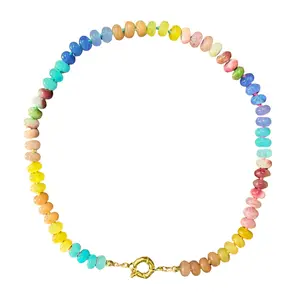 Sweet Stone Beaded Knotted Necklace - Rainbow