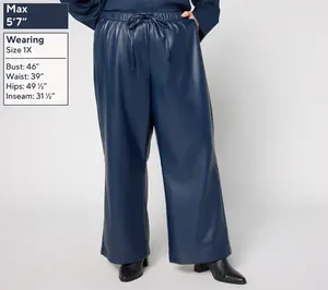 NYDJ Relaxed Pull-On Wideleg Stretch Faux Leather Ankle Pants