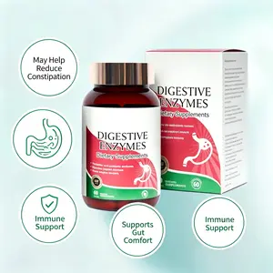 Digestive Enzymes Capsules with Multi Enzyme Blend, Probiotics & Prebiotic Chicory Root Inulin, Organic Ginger & Mint Complex, Promote Intestinal Digestion, Relieve Bloating, Constipation & Post-Meal Stomach Discomfort, Boost Gut & Immune Health,