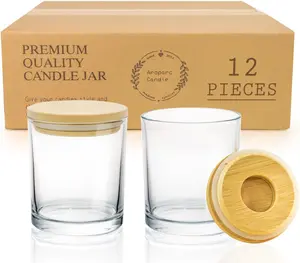 Bulk Jars with Lids, 12PCS 10oz DIY Container Tumbler Jar for Supplies - Clear Dishwasher Safe