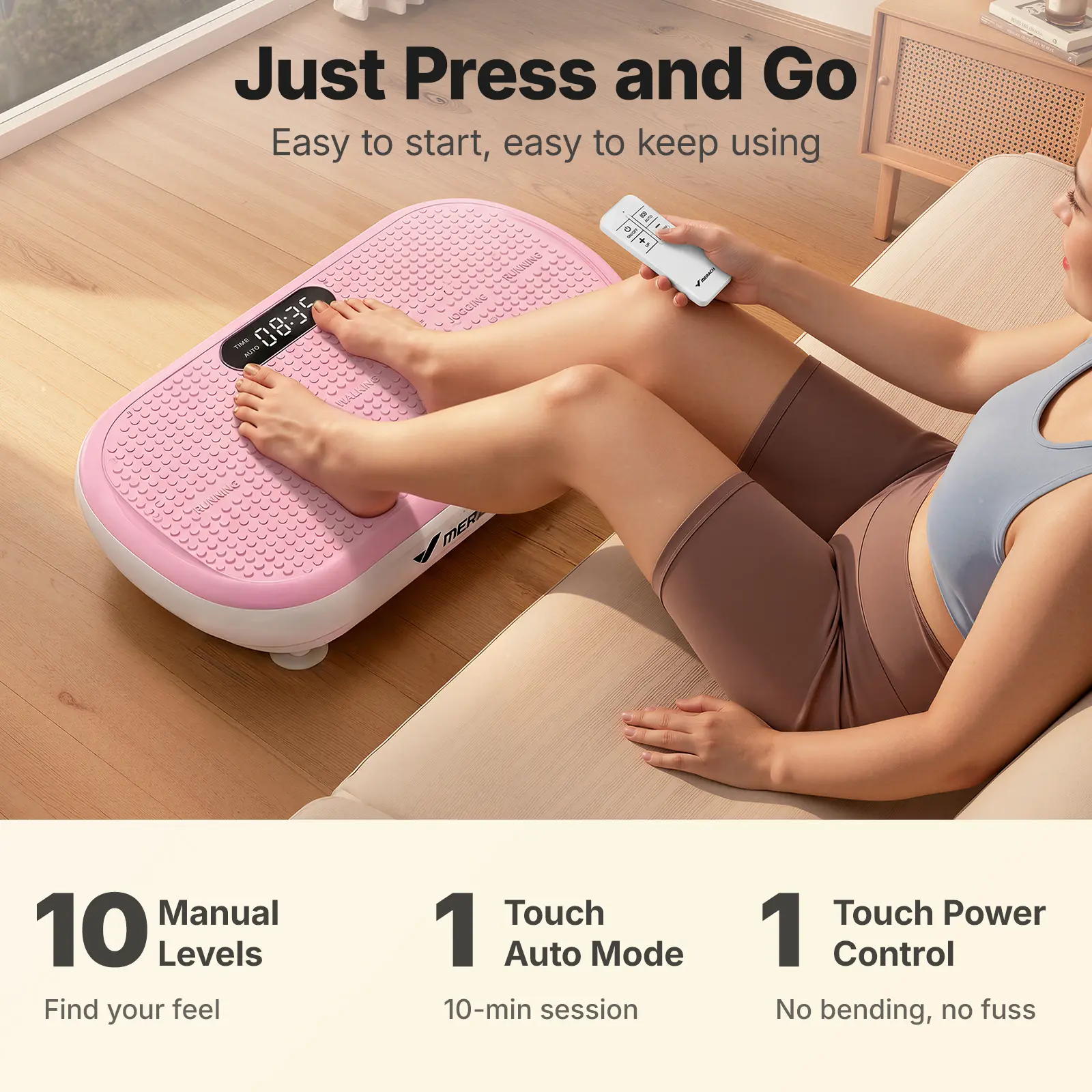 Merach High-Power Vibration Plate Exercise Machine,440lbs Weight Capacity,  Bluetooth Remote Control, 4 Workout Modes for Home Gym Fitness Equipment  Summervibes - TikTok Shop