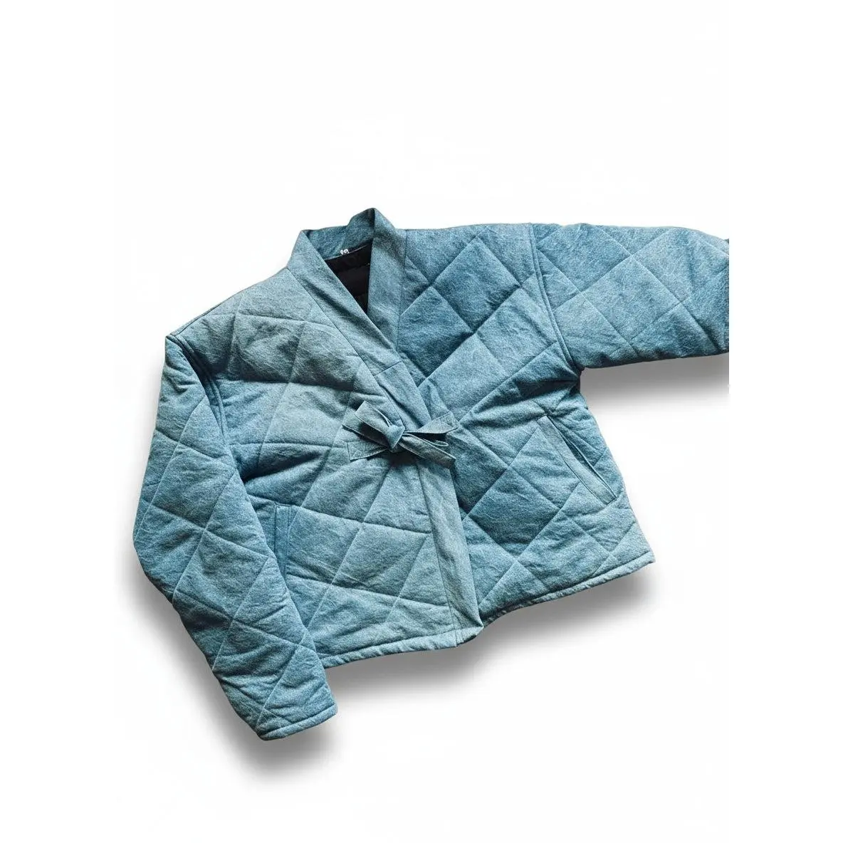 Blue Denim Kimono Puffer Jacket