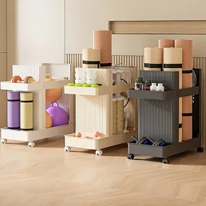 Mobile Fitness Equipment Storage Rack, Vertical Organizer for Yoga Mats, Rackets, Durable Plastic, Multi-Functional Home Organizer