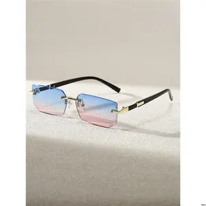 Fashion Beach Frame 1pc Unisex Black Small Fashionable Rimless Y2K Summer Driving Glasses