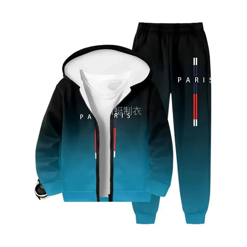 NewBoys’ Multi-Occasion Win! 3D Paris Letter/Black-Blue Gradient Set |           Zip-Up Hoodie + Pants (Spring/Autumn Outdoor, Halloween Festive Wear) Youth Basketball Ankle Watch Hoodie Plaid Boy's Formal Suit Set Eco Fleece Hoodie Hooded Sweatshirt and