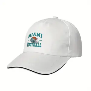 CampaignMIAMI Baseball Cap - Adjustable Dad Hat With Teal & Orange Football Graphic, Breathable Non-Stretch Fabric, Unisex Casual Sports Sun Hat For Men & Women (Black/White/Red/Blue), Sporty Headwear, Baseball Hat