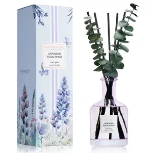 COCORRÍNA Lavender Eucalyptus Reed Diffuser – 6.76 oz Essential Oil with 8 Reeds & Real Eucalyptus Sticks, Home Fragrance for Bedroom or Bathroom Décor