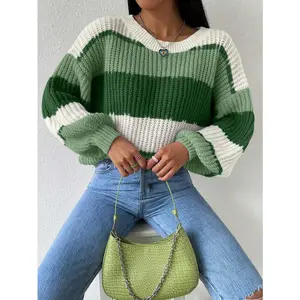 Essnce Color Block Drop Shoulder Sweater Knitwear Sleeve