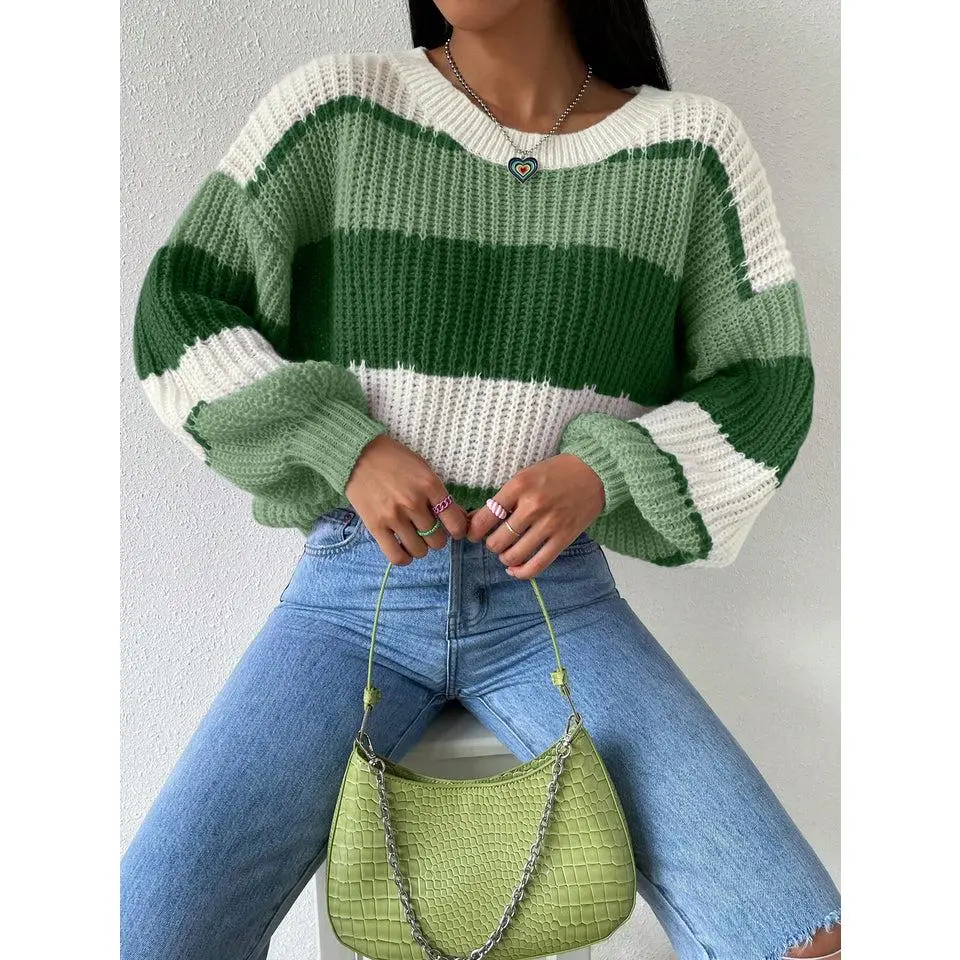 Essnce Color Block Drop Shoulder Sweater Knitwear Sleeve