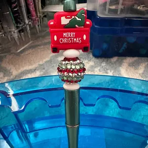 Merry Christmas truck beaded pen