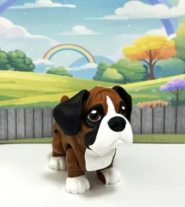 Boxer Dog 3D Printed Articulated Dog Figure Realistic Look Brown Boxer Puppy Dog Home Office Decor AD-Boxer-W