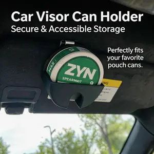 Universal Clip - On Car Visor Dip Can Holder, Compact Durable Organizer,Essential Accessory for Zyn Pouches,Gift for Boyfriends or Husbands, Also Great for Free Storage|   Perfect for Cars, Trucks, SUVs (FS)