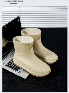 Men's Mid-Calf Fashion Rain Boots, Anti-Slip Tire Design, High-Quality Waterproof Scratch-Resistant Wearable, Outdoor Garden Hiking, Casual Outdoor Boot