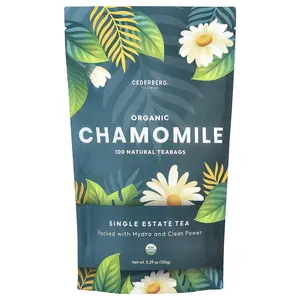 Cederberg Tea Co Organic Chamomile, Caffeine Free, 100 Natural Tea Bags, 5.29 oz (150 g)
