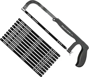 BLACK CANYON Heavy Duty Adjustable 8In-12IN Hacksaw Frame with Extra 12IN, Bi-Metal, 18 TPI, 10-pack Saw Blades, Ideal for Metals, Wood & PVC Pipe Cutting (Bi-Metal Hacksaw Blades, 12 IN & 18 TPI)