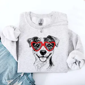 Jack Russell, Pet, Dog Breed, Valentine's Sweatshirt, Crew Neck, Women's, Crewneck, Valentine's Day, Love, Heart, Cupid