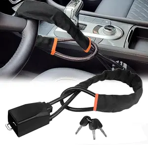 Steering Wheel Lock Seat Belt Lock Security Anti-Theft Handbag Lock Car Device with 3 Keys for Security Universal Fit Most Cars Vehicle SUV Golf Cart Van Truck (Black)