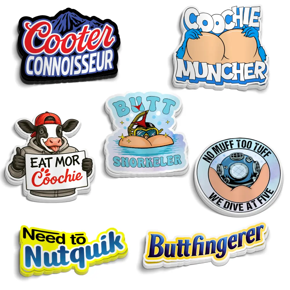 7 PCS Adult Humor Sticker Pack - Premium Water-Resistant Vinyl Funny Parody Decals for Men, Motorcycle, Laptop & Hard Hat