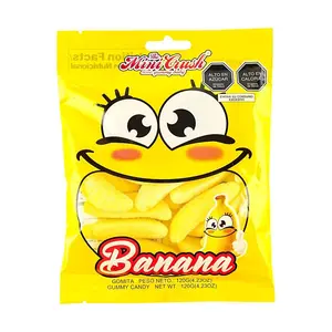MINI CRUSH Banana Sour Gummy Candy - Chewy Fruit Snacks, 120g Bag
