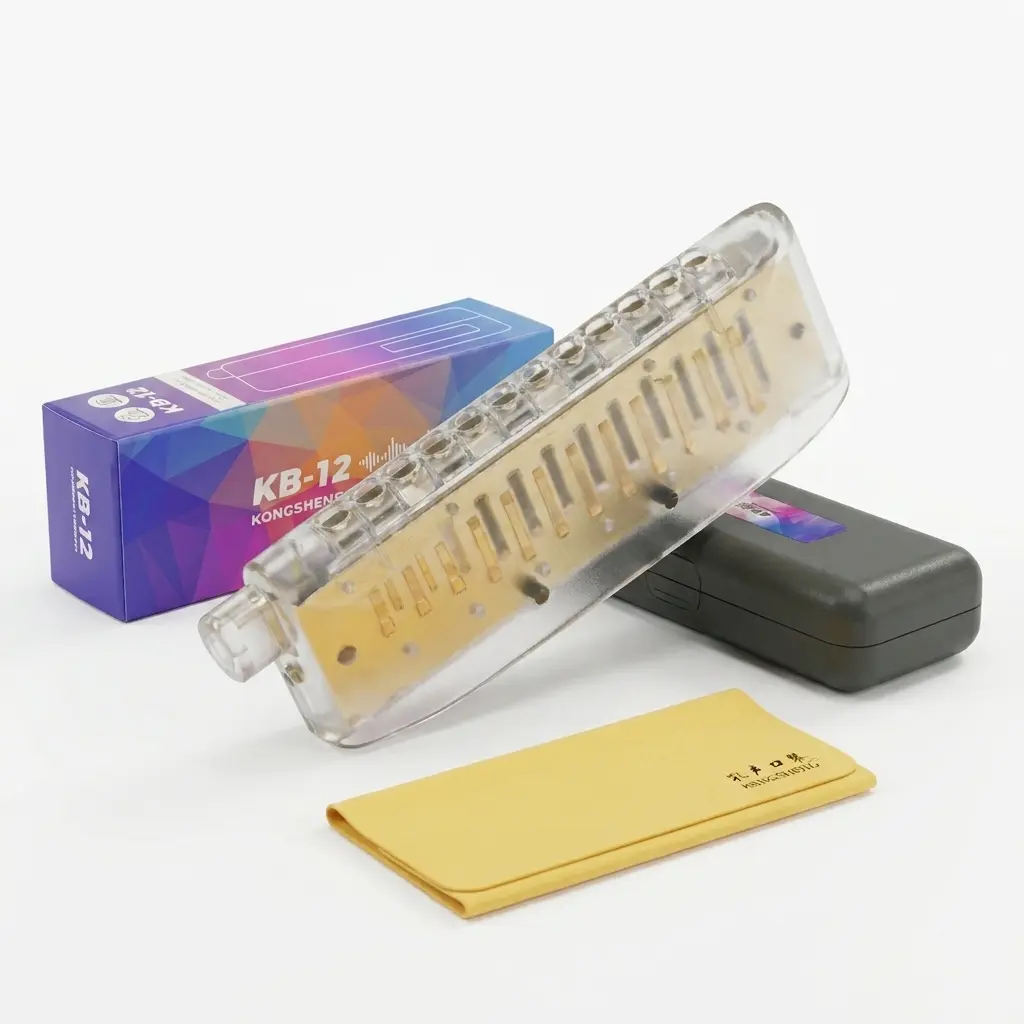 Kongsheng KB-12 Chromatic Harmonica for Pro Musicians, Musical Instruments with 5-second Quick Disassembly, Easy-to-Clean Design, Anti-Stick Nano-Valves, Precision CNC Acrylic Comb
