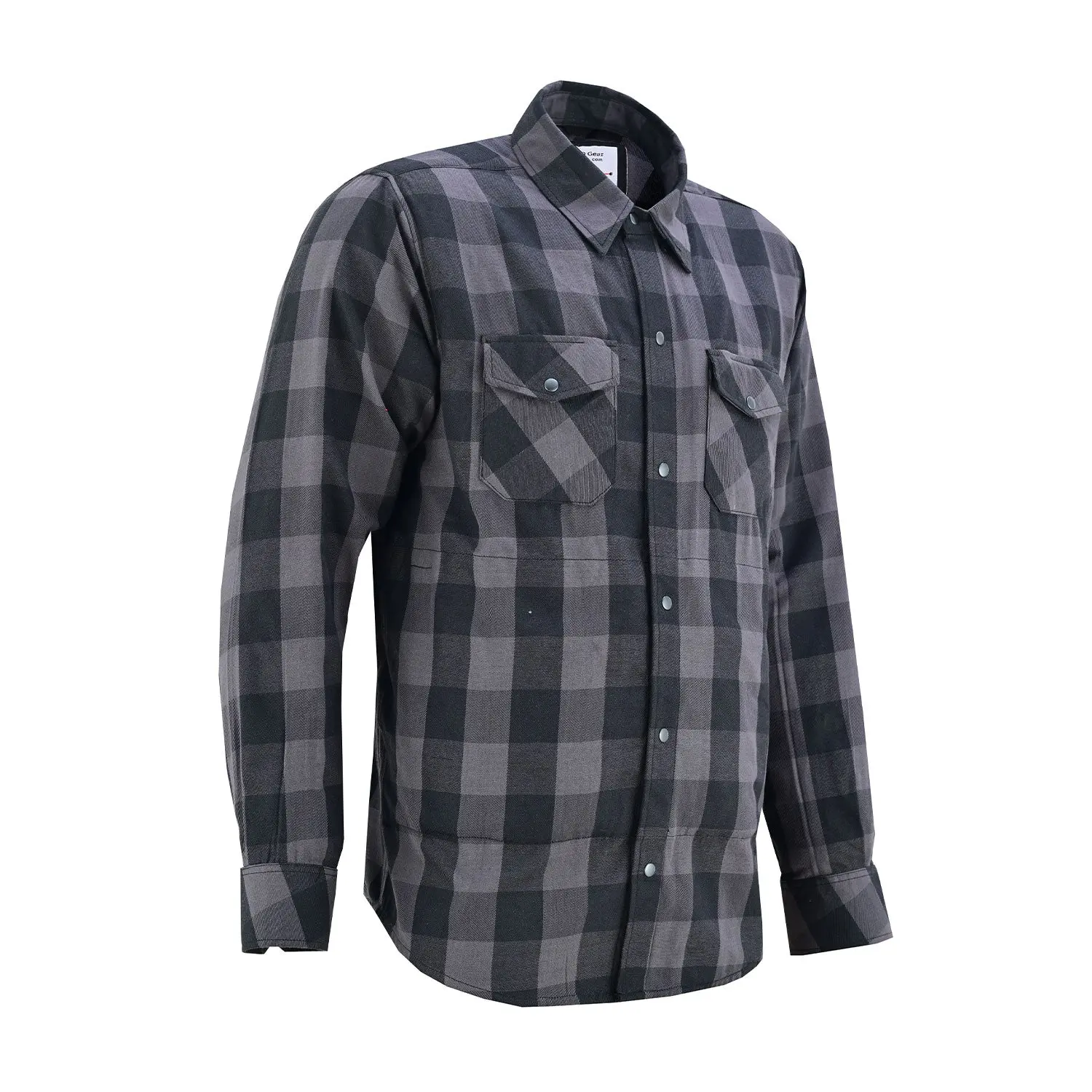 LVAD GEAR Men's Stylish Long-Sleeve Flannel Shirt - Gray & Black, Menswear, Foam-Enhanced Fabric, Comfortable Sleeves