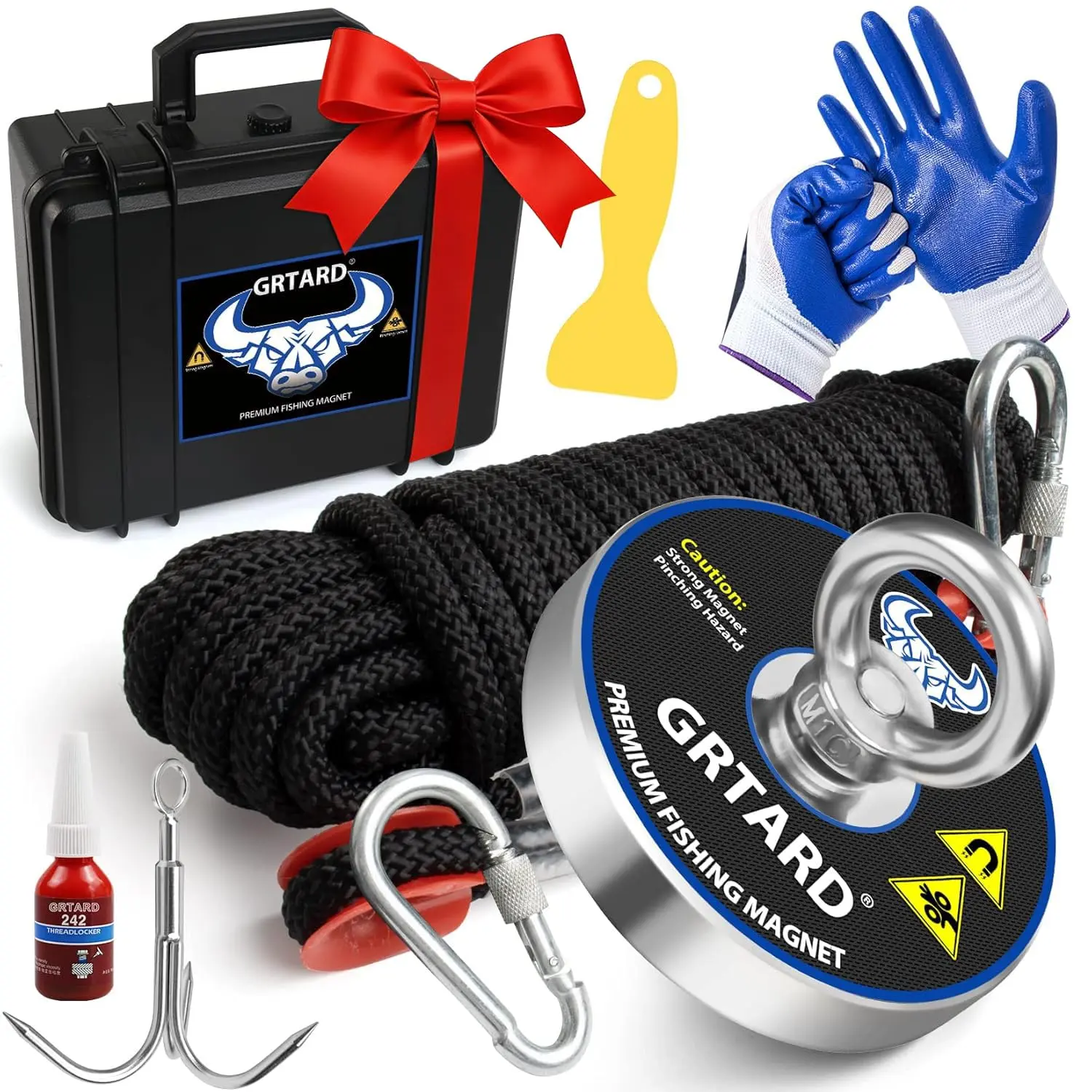 1000LBS Fishing Magnet Kit with Case for Men's Gifts, 3.54-inch Diameter Magnet Fishing Combined Strong Pulling Force for Magnetic Fishing and Heavy Duty Use, Gifts for Men, Dad, Husband