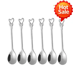 6-Piece Creative Coffee Spoon Set, Heart-Shaped Design, Durable Cutlery, Mirror Polished, Ideal for Parties, Events, Daily Use, Dishwasher Safe, Spoons Set