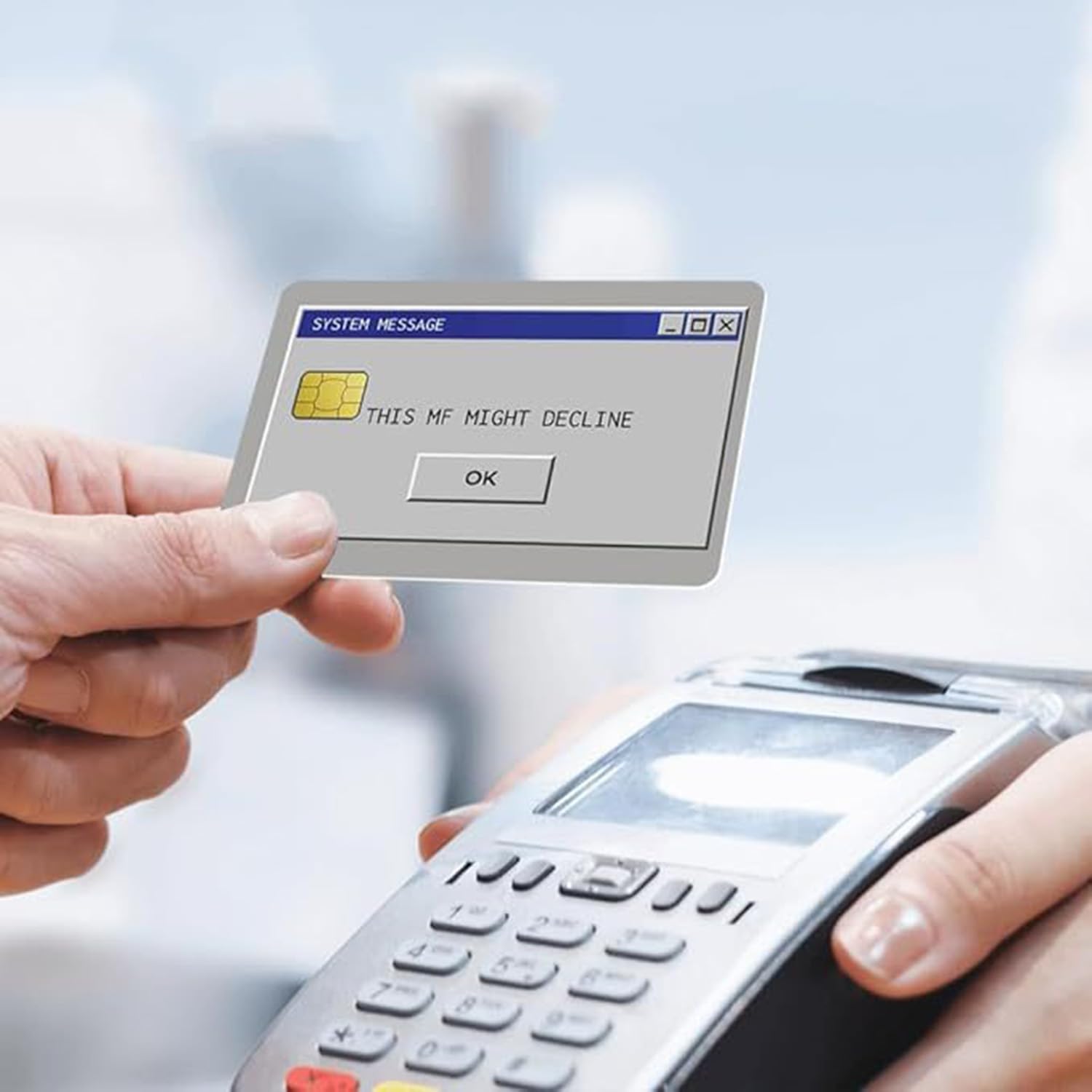 Funny Credit Card Skin Sticker, System Error Message Design, Waterproof Vinyl Card Cover, Protective Decal for Debit & Credit Cards, 2-Pack