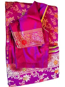 Dola Silk Saree with stitch Blouse in varieties of sizes and Color