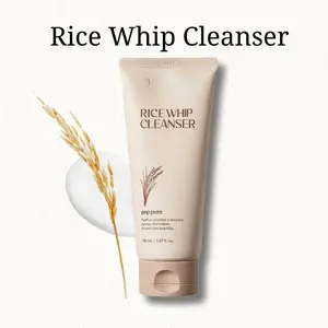 POP PURE Rice Face Wash - Korean Facial Cleanser with 60% Rice Extract, Hyaluronic Acid & Madecassoside - Gentle Clarifying & Hydrating Daily Wash for All Skin Types