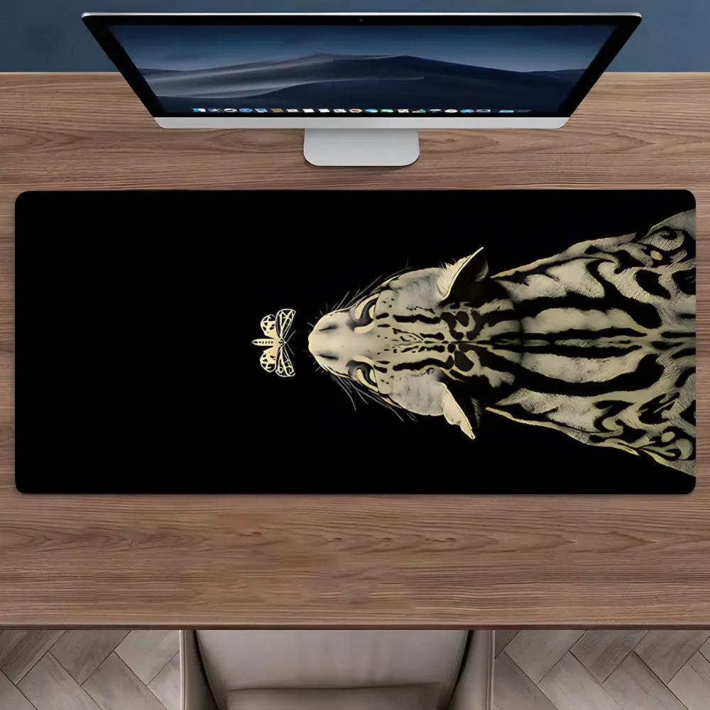 Leopard and Butterfly Large Gaming Mouse Pad,Aesthetic Desktop Drotection Pad,Washable Rubber Pad Non-Slip Lock Edge Multi-Size Mouse Pad Suitable For Home Office,Good Gift for Family and Friends, Desk Setup, Desk Accessories, Desktop Accessory, Desk Mat