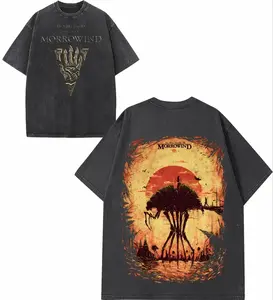 Retro Limited The Elder Scrolls: 2025 Morrowind Game Graphic Tees Washed Tee Game Acid Washed Lightweight TShirt, Gift For Gamer Clothes Casual Cotton